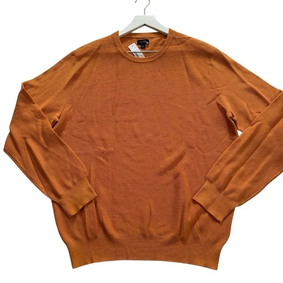 NWT J. Crew Men’s Size Large Orange 100% Cotton Pullover Sweater